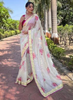 Attrective Looking These Party Wear Saree in Fine Colored.These Saree Are Organza And Blouse is Fabricated On Art Silk.Its Beautified With Designer Digital Printed,Gota Embroidery Work.