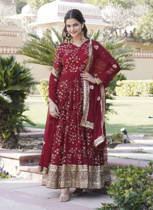 Attrective Looking These Beautiful Looking Readymade Long Gown With Dupatta.These Gown is Fabricated On Faux Georgette And Faux Georgette Dupatta.Its Beautified With Designer Thread, Sequance Embroidery Work.
