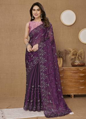 Attrective These Party Wear Saree in Fine Colored.These Saree Are Burberry Silk And Blouse is Art Silk Fabricated.Its Beautified With Designer Sequance Embroidery Work.