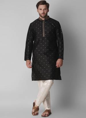 Take your ethnic style quotient to the next level by wearing this fashionable kurta set.Its Come With Jacquard Silk Fabricated Pair With Art Silk Fabric Payjama.Buy Now