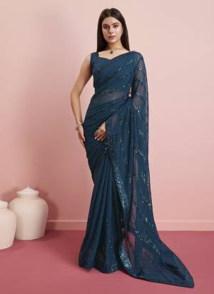 Looking These Designer Saree in Fine Colored.These Saree Are Georgette And Blouse is Art Silk Fabricated.Its Beautified With Designer Sequance Embroidery Work.