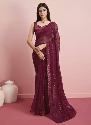 Looking These Designer Saree in Fine Colored.These Saree Are Georgette And Blouse is Art Silk Fabricated.Its Beautified With Designer Sequance Embroidery Work.