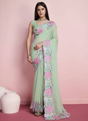 Garb These Designer Saree in Fine Colored.These Saree Are Georgette And Blouse is Art Silk Fabricated.Its Beautified With Designer Multy Thread Embroidery Work.