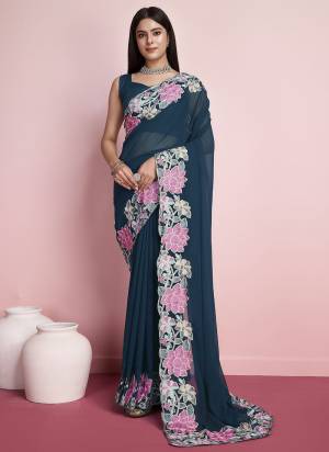 Garb These Designer Saree in Fine Colored.These Saree Are Georgette And Blouse is Art Silk Fabricated.Its Beautified With Designer Multy Thread Embroidery Work.