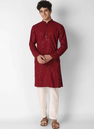 Garb These Designer Mens Wear Kurta.Its Cotton Fabriced.Its Designer Thread,Sequance Embroidery Work