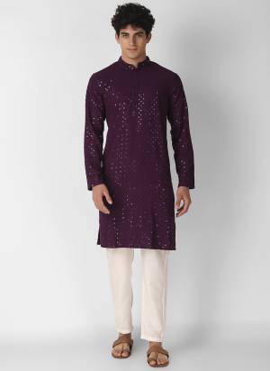 Garb These Designer Mens Wear Kurta.Its Cotton Fabriced.Its Designer Thread,Sequance Embroidery Work