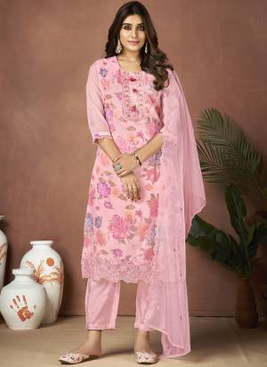 Attrective These Beautiful Looking Readymade Suits.These Top And Dupatta Are Organza And Bottom Are Muslin Fabricated.Its Beautified With Disigner Digital Printed With Embroidery,Hand Work.