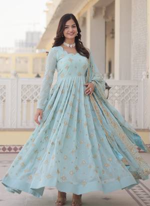 Attrective Looking These Beautiful Looking Readymade Long Gown With Dupatta.These Gown is Fabricated On Faux Georgette And Faux Georgette Dupatta.Its Beautified With Designer Jari,Sequance Embroidery Work.