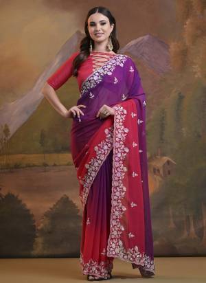 Garb These Party Wear Saree in Fine Colored.These Saree Are Georgette And Blouse is Mono Banglori Fabricated.Its Beautified With Pedding Color, Designer C Pallu Sequance Embroidery Work.