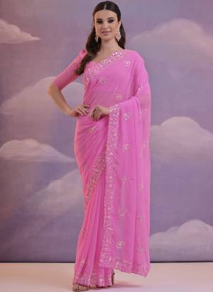 Attrective These Party Wear Saree in Fine Colored.These Saree Are Georgette And Blouse is Mono Banglori Fabricated.Its Beautified With Designer C Pallu Sequance Embroidery Work.