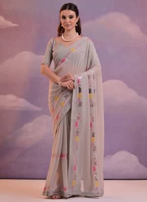 Attrective These Party Wear Saree in Fine Colored.These Saree Are Georgette And Blouse is Mono Banglori Fabricated.Its Beautified With Designer Sequance Embroidery Work.