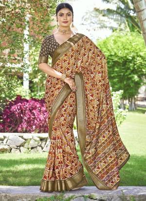 Garb These Party Wear Saree in Fine Colored.These Saree And Blouse is Fabricated On Kalamkari Silk Pair.Its Beautified With Wevon Jari Border Designer With Designer Printed.