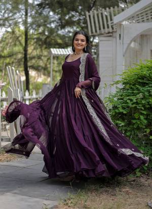 Garb These Beautiful Looking Party Wear Readymade Long Gown With Dupatta.These Gown is Fabricated On Faux Georgette And Faux Georgette Dupatta.Its Beautified With Designer Sequance Embroidery Work.