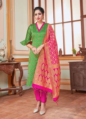 Grab This Readymade Suits In Fine Color.These Top And Bottom Are Banarasi Silk And Dupatta Are Banarasi Silk Fabricated Beautified With Wevon Designer. It Is Light In Weight And Easy To Carry All Day Long. 