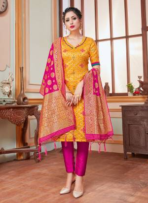 Grab This Readymade Suits In Fine Color.These Top And Bottom Are Banarasi Silk And Dupatta Are Banarasi Silk Fabricated Beautified With Wevon Designer. It Is Light In Weight And Easy To Carry All Day Long. 