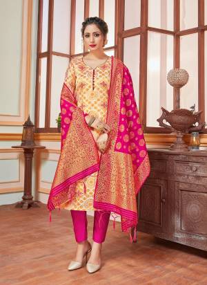 Grab This Readymade Suits In Fine Color.These Top And Bottom Are Banarasi Silk And Dupatta Are Banarasi Silk Fabricated Beautified With Wevon Designer. It Is Light In Weight And Easy To Carry All Day Long. 