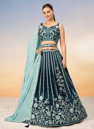 Attrective Looking This Partywear Fine Color Heavy Designer Choli And Lahenga Satin And Dupatta Georgette In Fabricated Beautified With Attrective Designer Thread,Sequance Embroidery Work. Buy Now.