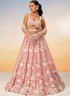 Attrective Looking This Partywear Fine Color Heavy Designer Choli And Lahenga Georgette And Dupatta Net In Fabricated Beautified With Attrective Designer Thread,Sequance Embroidery Work. Buy Now.