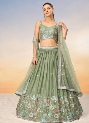 Attrective Looking This Partywear Fine Color Heavy Designer Choli And Lahenga Georgette And Dupatta Net In Fabricated Beautified With Attrective Designer Thread,Sequance Embroidery Work. Buy Now.