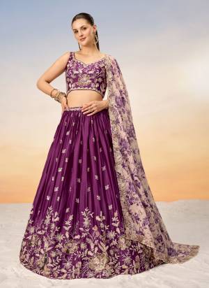 Attrective Looking This Partywear Fine Color Heavy Designer Choli And Lahenga Chiffon And Dupatta Net In Fabricated Beautified With Attrective Designer Thread,Sequance Embroidery Work. Buy Now.