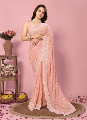 Looking These Party Wear Saree in Fine Colored.These Saree Are Georgette And Blouse is Art Silk Fabricated.Its Beautified With Designer Thread,Sequance Embroidery Work.