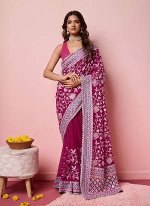 Garb These Designer Saree in Fine Colored.These Saree Are Georgette And Blouse is Art Silk Fabricated.Its Beautified With Designer Multy Thread Embroidery Work.