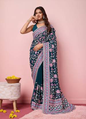 Garb These Designer Saree in Fine Colored.These Saree Are Georgette And Blouse is Art Silk Fabricated.Its Beautified With Designer Multy Thread Embroidery Work.