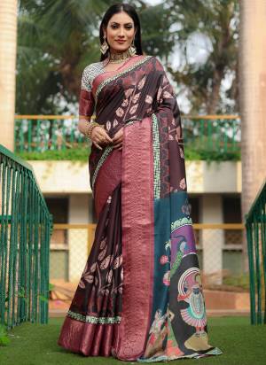 Looking These Party Wear Saree in Fine Colored.These Saree And Blouse is Fabricated On Dola Silk.Its Beautified With Wevon Border With Kalamkari Digital Printed.