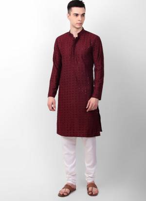 Garb These Designer Mens Wear Kurta.Its Cotton Fabriced.Its Designer Thread,Sequance Embroidery Work