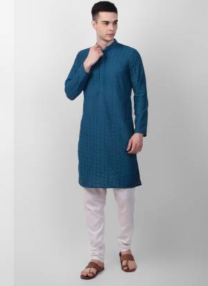 Garb These Designer Mens Wear Kurta.Its Cotton Fabriced.Its Designer Thread,Sequance Embroidery Work