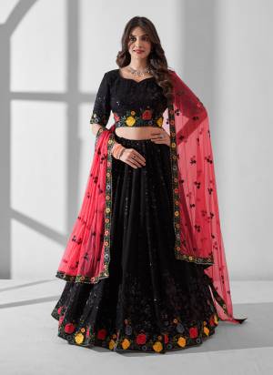 For A Designer Look,Grab These Lehenga Choli in Fine Colored.These Lehenga And Blouse Are Fabricated On Georgette Pair With Net Dupatta.Its Beautified With Designer Multy Thread,Sequance Embroidery Work.