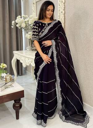 Attrective These Party Wear Saree in Fine Colored.These Saree Are Jimmy Choo And Blouse is Jimmy Choo Fabricated.Its Beautified With Designer Silver Jari,Sequance Embroidery Work.