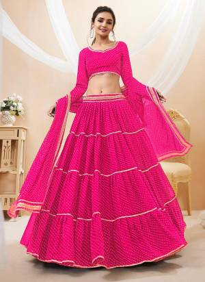 For A Designer Look,Grab These Lehenga Choli in Fine Colored.These Lehenga Are Georgette And Blouse Are Fabricated On Georgette Pair With Dupatta Are Georgette.Its Beautified With Designer Laheriya Printed With Lace.