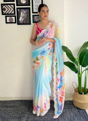 Looking These Party Wear Saree in Fine Colored.These Saree Are Georgette And Blouse is Daimond Silk Fabricated.Its Beautified With Designer Digital Printed With Coding,Sequance Embroidery Work.