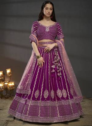 Attrective Looking This Partywear Fine Color Heavy Designer Choli Fabric Silk And Lahenga Silk And Dupatta Net In Fabricated Beautified With Attrective Designer Thread,Sequance,Coding Embroidery,Moti,Zarkan Work. Buy Now.