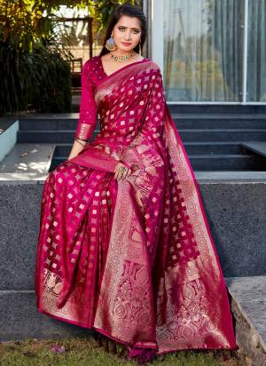 Looking These Festive Wear Saree in Fine Colored.These Saree And Blouse is Fabricated On Satin Silk.Its Beautified With Weaving Jacquard Jari Designer.