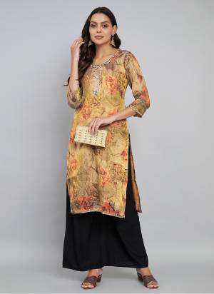 Looking These Beautiful Looking Readymade Long Kurti.These Kurti Are Tissue Silk Fabricated.Its Beautified With Disigner Printed With Embroidery Work.