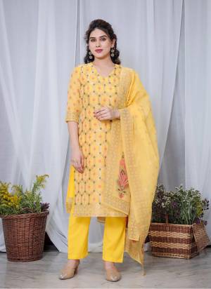 Attrective These Beautiful Looking Partywear Readymade Suits.These Top Are Chanderi Cotton And Bottom Are Crape Silk And Dupatta Are Chanderi Fabricated.Its Beautified With Wevon Disigner.