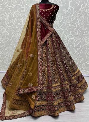 For A Fancy Designer Look,Grab These Lehenga Choli With 2 Dupatta in Fine Colored.These Lehenga And Choli Are Velvet And Dupatta Are Fabricated On Soft Net & Velvet Pair.Its Beautified With Designer Sequance,Thread,Dori,Jari Embroidery With Diamond Work.