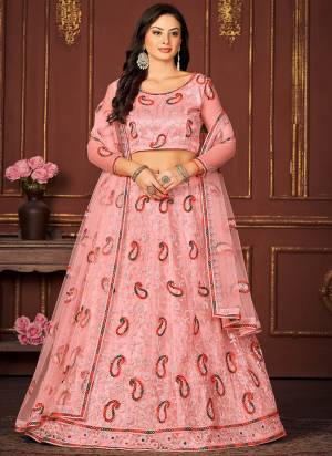 Garb These Partywear Lehenga Choli in Fine Colored.These Lehenga Are Net Choli Are Net And Dupatta Are Fabricated On Net Pair.Its Beautified With Designer Embroidery Work.