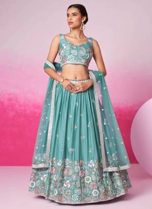 Attrective Looking This Partywear Fine Color Heavy Designer Choli Fabric Georgette And Lahenga Georgette And Dupatta Net In Fabricated Beautified With Attrective Designer Thread,Sequance Embroidery Work. Buy Now.