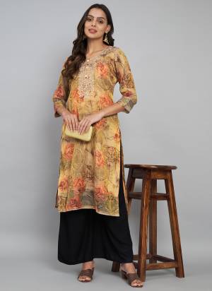 Looking These Beautiful Looking Readymade Long Kurti.These Kurti Are Tissue Silk Fabricated.Its Beautified With Disigner Printed With Embroidery Work.