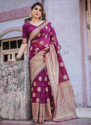 Looking These Festive Wear Saree in Fine Colored.These Saree And Blouse is Fabricated On Chanderi Silk.Its Beautified With Weaving Jari Designer.