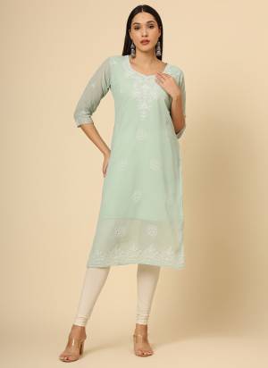 Garb These Beautiful Looking Readymade Kurti.These Kurti is Fabricated On Georgette.Its Beautified With Designer Chikankari Thread Embroidery Work.