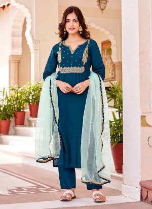 Attrective These Suit in Fine Colored Pair With Bottom And Dupatta.These Top And Bottom Are Fabricated On Modal Silk Pair With Organza Dupatta.Its Beautified With Designer Embroidery Work.