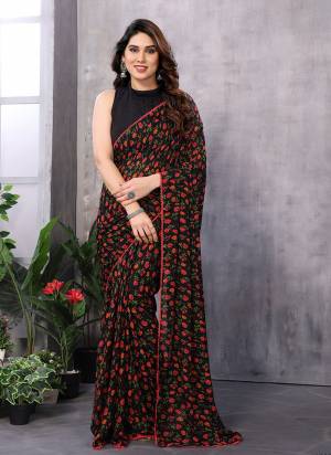 Attrective These Party Wear Saree in Fine Colored.These Saree Are Georgette And Blouse is Fabricated On Banglori Pair.Its Beautified With Designer Printed With Lace Border.