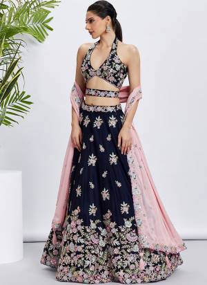 Attrective Looking This Partywear Fine Color Heavy Designer Choli Fabric Georgette And Lahenga Georgette And Dupatta Georgette In Fabricated Beautified With Attrective Designer Thread,Sequance Embroidery Work. Buy Now.