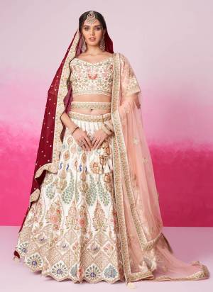 Attrective Looking This Partywear Fine Color Fancy Heavy Designer Choli Fabric Silk And Lahenga Silk And Dupatta Net In Fabricated Beautified With Attrective Designer Thread,Sequance,Coding Embroidery,Zarkan,Moti Work. Buy Now.