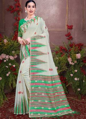 Garb These Fastive Wear Saree in Fine Colored.These Saree And Blouse is Fabricated On Cotton.Its Beautified With Weavon Thread Designer.