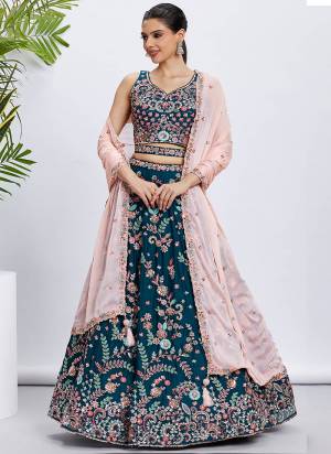 Attrective Looking This Partywear Fine Color Heavy Designer Choli Fabric Georgette And Lahenga Georgette And Dupatta Chiffon In Fabricated Beautified With Attrective Designer Embroidery Work. Buy Now.